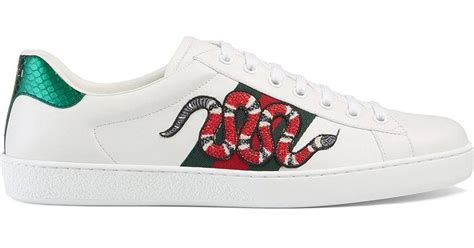 gucci sneakers with snake|Gucci ace embellished leather sneakers.